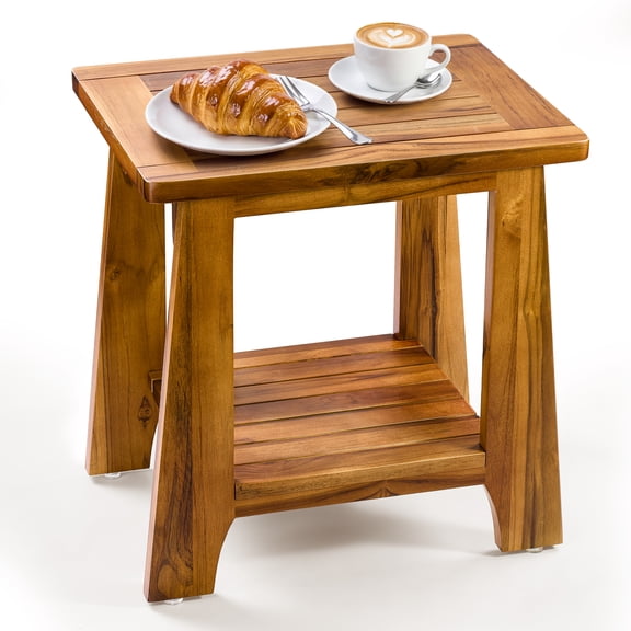 2-Tier Teak Storage Adirondack Side Table, 330LBS (Patent Pending) | Solid Teak Wood, 330 LBS Capacity, Slatted Design, 2-Tier Storage, Non-Slip, All-Weather Durability, Easy Assembly, Versatile