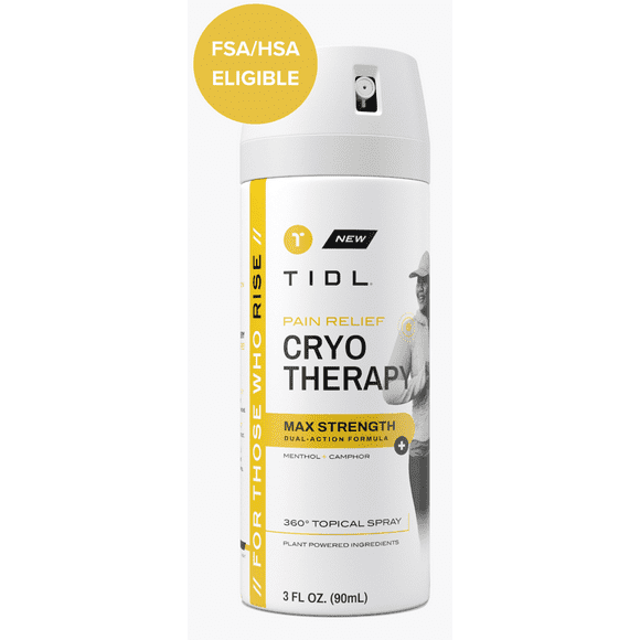 TIDL Max Strength Cryotherapy Menthol Pain Relief Spray for Body Aches & Pains, 3 fl oz