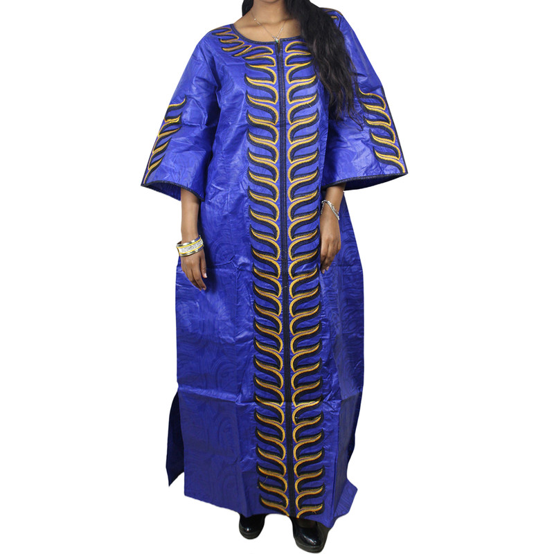 BAZINRICHE Women's African Wax Print Ankara Dress - Long Sleeve Plus Size Maxi Dress (3XL, Color-6)