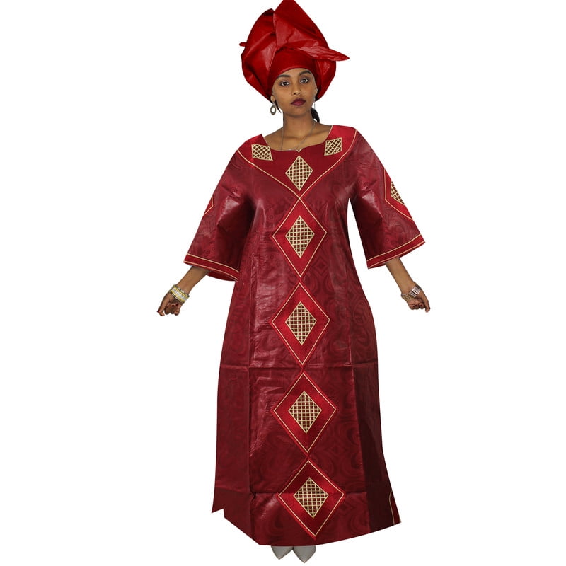 TIDOIRSA African Dresses for Women Embroidery 3/4 Sleeve Party Maxi