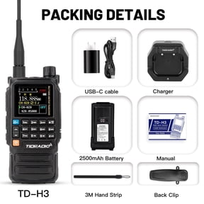 TIDRADIO TD-H3 Plus Ham Radio Handheld,Bluetooth-Headphone-connectable,Wireless Programming, 1Pack
