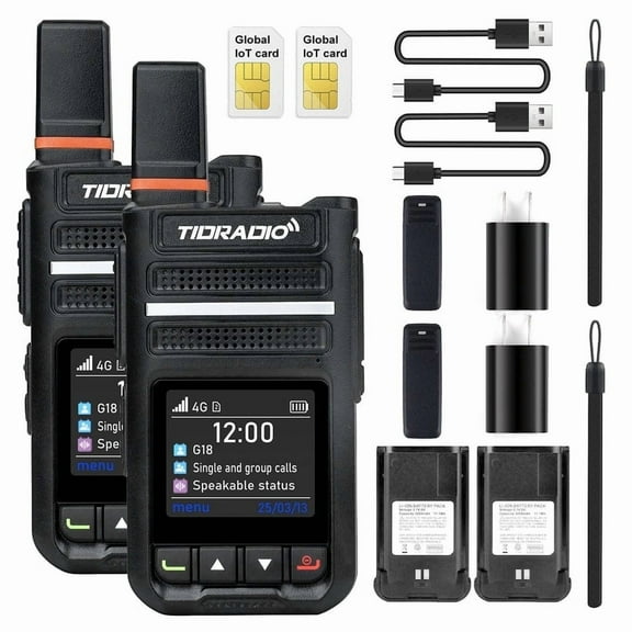 TIDRADIO TD-G18 Walkie Talkies Rapid Unlimited Range 4G LTE PoC Radio Long Range with SIM Cards, Nationwide 5000 Miles Two Way Radios, Global PTT for Family, Logistics,2 Pack