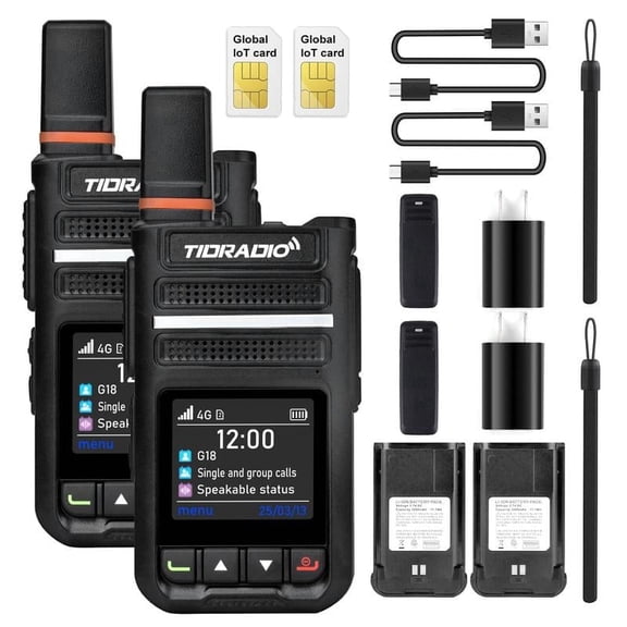 TIDRADIO TD-G18 Walkie Talkies Rapid Unlimited Range 4G LTE PoC Radio Long Range with SIM Cards, Nationwide 5000 Miles Two Way Radios, Global PTT for Family, Logistics,2 Pack