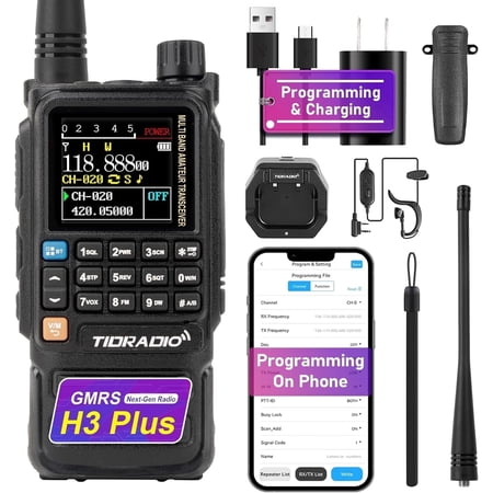 TIDRADIO TD-H3 Plus GMRS Radio Handheld,Bluetooth-Headphone-connectable,Wireless Programming with Antenna—1Pack