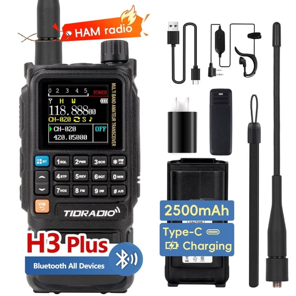 TIDRADIO TD-H3 Plus Ham Radio Handheld,Bluetooth-Headphone-connectable,Wireless Programming with 711 Antenna, 1Pack