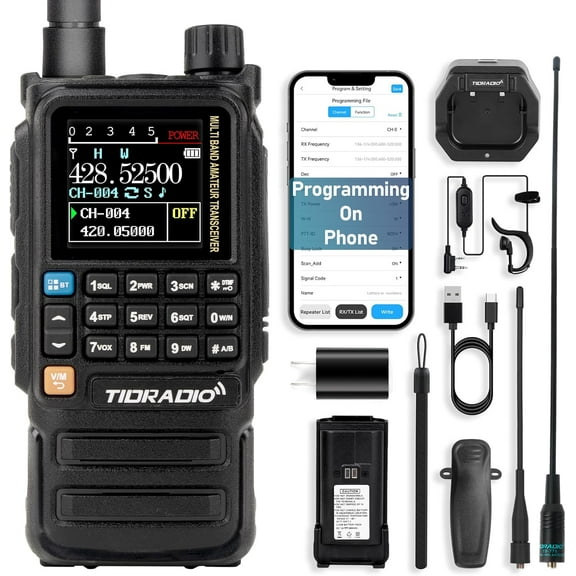 TIDRADIO TD-H3 Plus Ham Radio Handheld,Bluetooth-Headphone-connectable,Wireless Programming with 711 Antenna, 1Pack