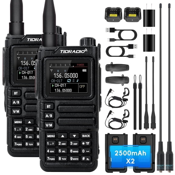 TIDRADIO TD-H9 10W Ham Two Way Radio with Long Range Programmable Ham Radio-AM-FM-NOAA, Black-2Pack