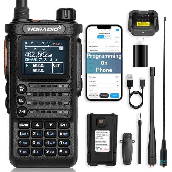 TIDRADIO TD-H8 4th Gen 10W Two Way Radio with Long Range Programmable Ham Radio-AM-FM-NOAA, Black-2Pack