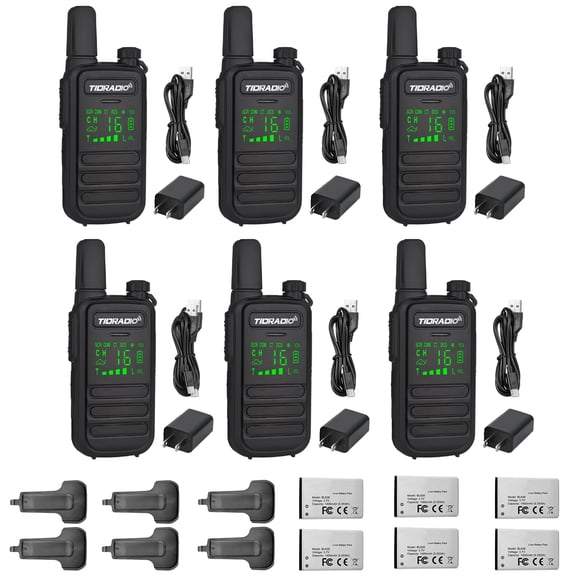 TIDRADIO TD-M11 Plus Walkie Talkies Waterproof IP67 Long Range FRS Two-Way Radios, Frequency Copy, VOX, NOAA Emergency Weather Radio for Camping Hunting Gear, Black - 6 Pack