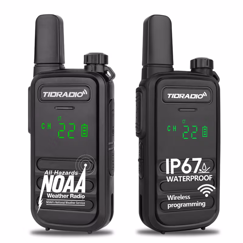 TIDRADIO TD-M11 Plus Walkie Talkies Waterproof IP67 Long Range FRS Two-Way Radios, Frequency Copy, VOX, NOAA Emergency Weather Radio for Camping Hunting Gear, Black- 2 Pack