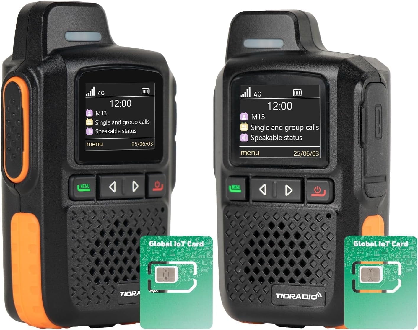TIDRADIO TD-M13 Global Rapid Walkie Talkies with Sim Cards,Unlimited Range 4G LTE POC Radio,Long Range Rechargeable Nationwide PTT Two Way Radios,Compatible with TD-M15,2 Way Radios-2Pack