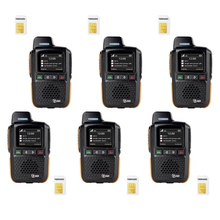 TIDRADIO TD-M13 Global Rapid Walkie Talkies with Sim Cards,Unlimited Range 4G LTE POC Radio,Long Range Rechargeable Nationwide PTT Two Way Radios,Compatible with TD-M15,2 Way Radios-6Pack