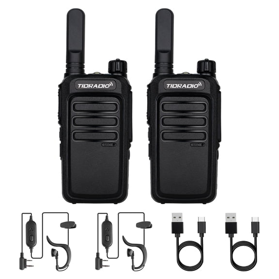 TIDRADIO TD-M7 FRS Walkie Talkies Long Range, Bluetooth Programming,Frequency Copy, VOX, NOAA Emergency Weather Radio for Camping Hunting Gear, Black-2 Pack