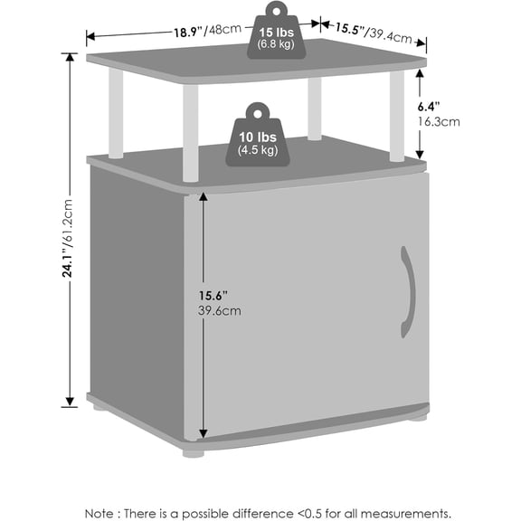 TIDUR Night Stand Set of 2, Nightstand with Open Shelf and Door Cabinet, Round Corner Bedside Table, End Table, Side Table, for Bedroom, Living Room, French Oak