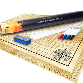 TIDYBOSS 36" x 48" | 4ft Large Battle Mat | Double-Sided Dry Erase Grid & Hex Game Map for D&D, Warhammer & Tabletop RPGs, with 4 Markers, Eraser, Clips & Storage Tube