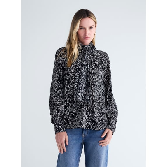 Scoop Women's and Women's Plus Tie Back Blouse, Sizes XS-4X