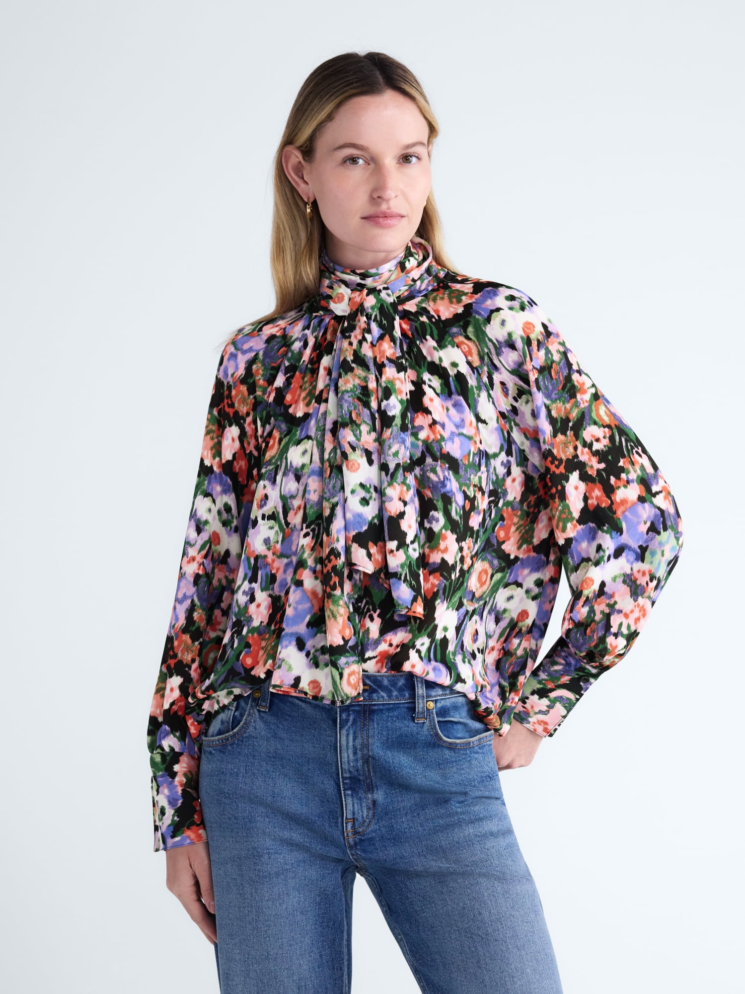 Scoop Women's and Women's Plus Tie Back Blouse, Sizes XS-4X