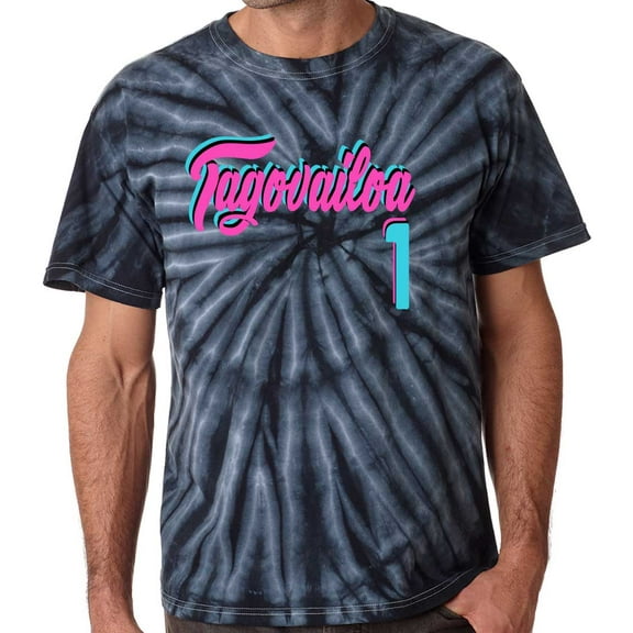 TIE-DYE BLACK Dolphins Tua Tagovailoa Vice City T-shirt ADULT