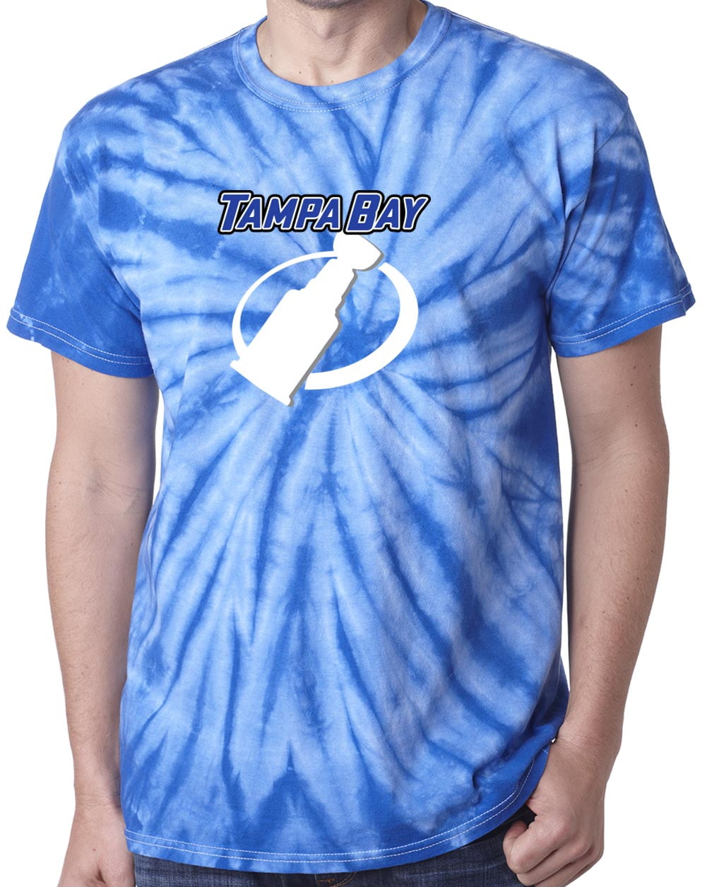 TIE-DYE BLUE Lightning Stanley Cup Champions T-shirt ADULT