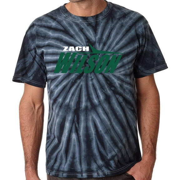 TIE-DYE Black Zach Wilson Jets Black Stealth Logo T-shirt ADULT