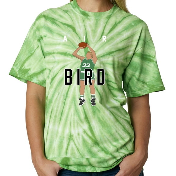 TIE-DYE GREEN Celtics Larry Bird Air Pic T-shirt ADULT