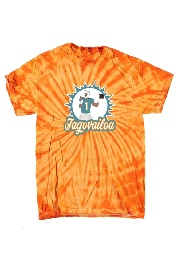 TIE-DYE ORANGE Dolphins Tua Tagovailoa Logo T-shirt ADULT