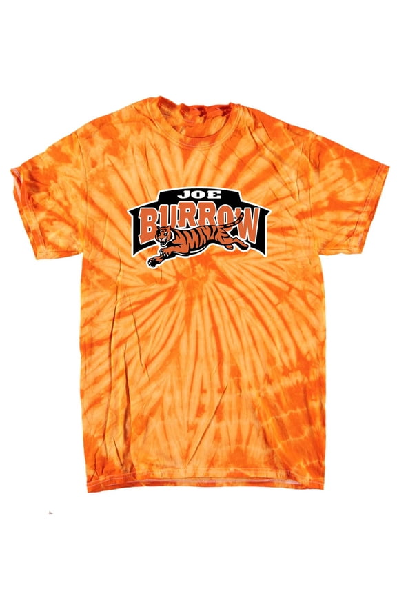 TIE-DYE ORANGE Joe Burrow Bengals Logo T-shirt ADULT LARGE