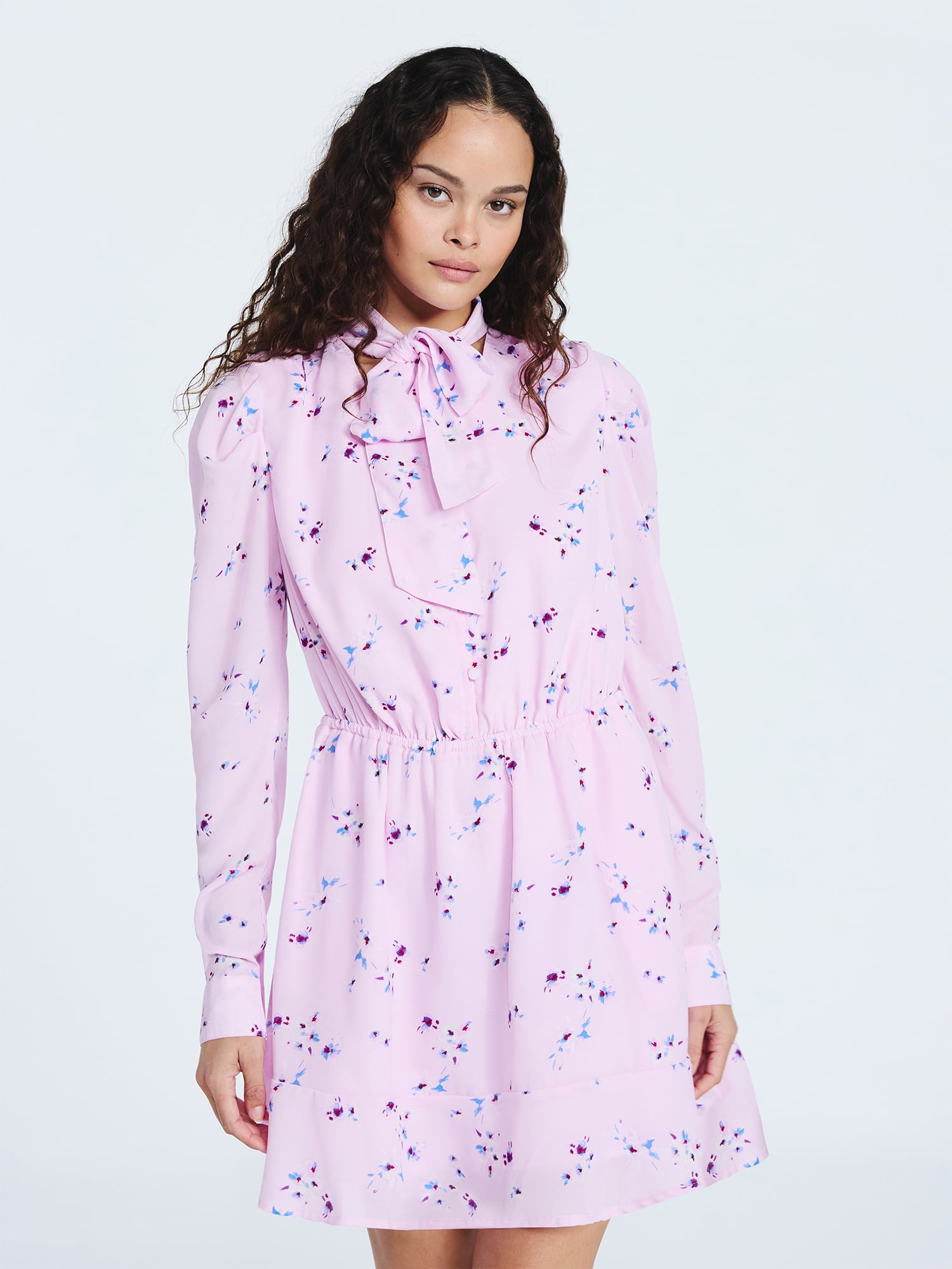 TIE NECK MINI DRESS