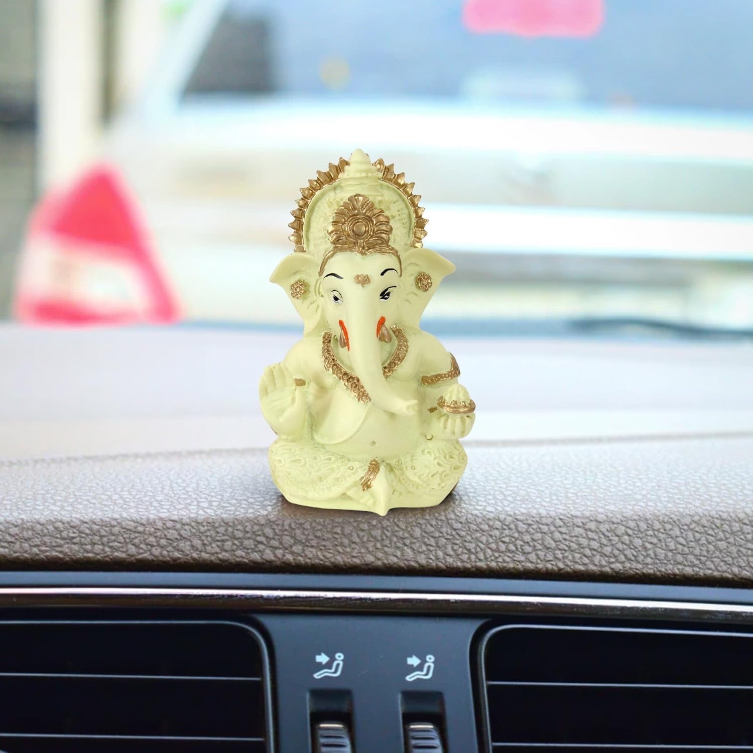 TIED RIBBONS Ganesh Statue for Car Dashboard | Resin, 3 Inch | Ganesha Idol for Home, Office, Desk, Pooja | Baby Ganesha Statues | Ganesha Festival Decoration | Indian God Idol Diwali Gifts