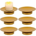 thumbnail image 1 of Tied Ribbons Gold Iron Plate Candle Holder, Decorative Iron Pillar Candle Plate | Set of 6, 1.5 Inch | Pedestal Candle Stand for LED & Wax Candles, Incense Cones, Spa, Weddings, 1 of 8