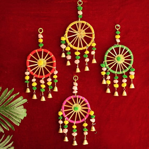 TIED RIBBONS Wall Hanging Toran Latkan Home Decorations for Front Door Entrance Window - Hanging Ornaments Home Decoration Accessories (Set of 4) Diwali Decorations for Home