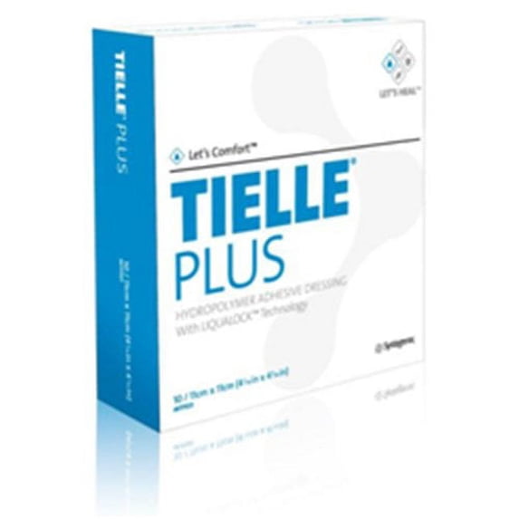 TIELLE Plus Foam Dressing 5-7/8 X Inch Square Adhesive with Border Sterile, MTP505 - BOX OF 10