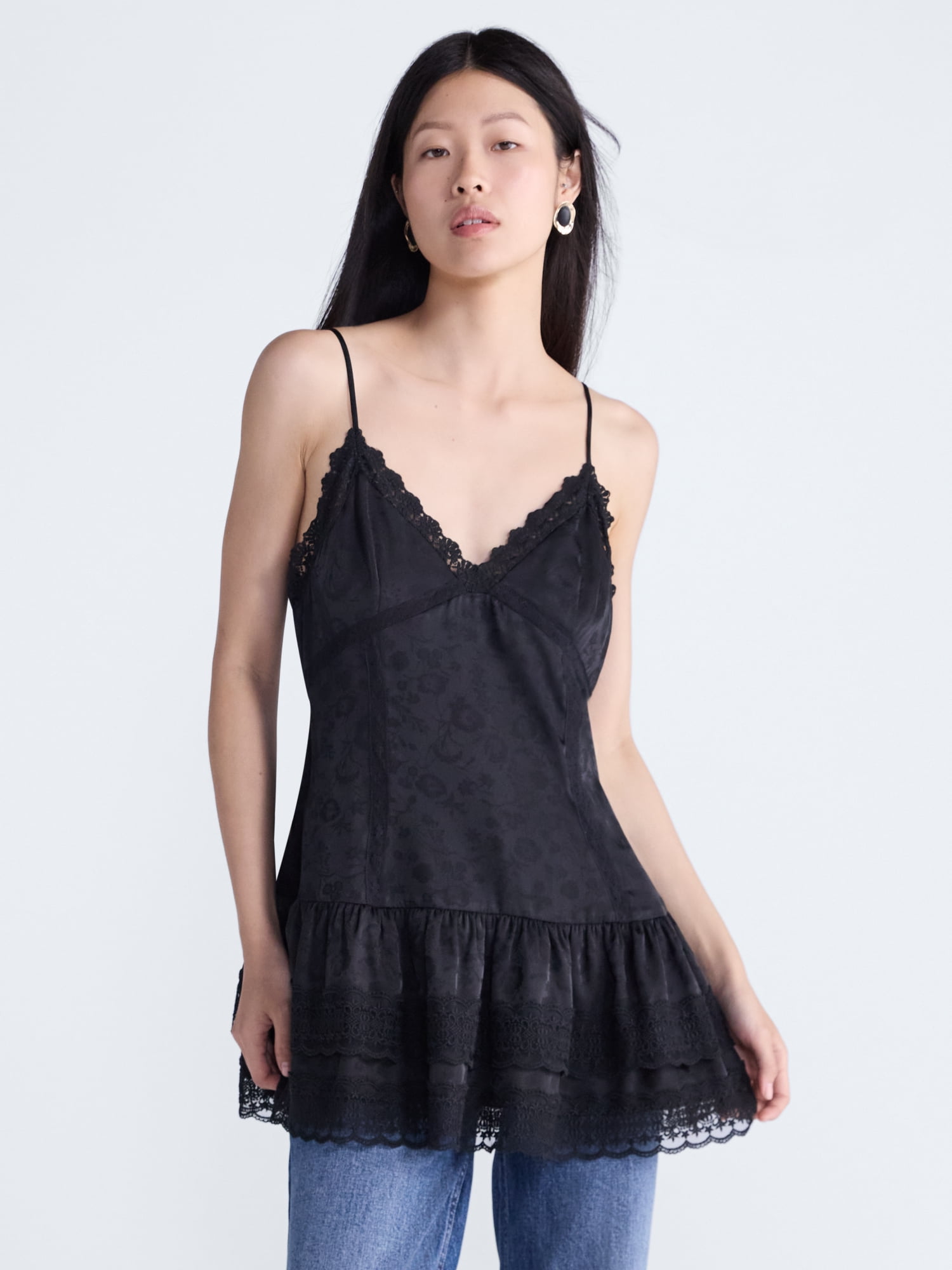 Scoop Women's and Women's Plus Tiered Lace Cami, Sizes XS-4X