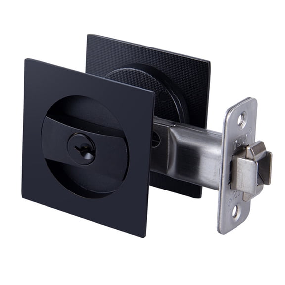 TIERPOP 1 Pack Matte Black Privacy Locks And Latches Pocket Door Hardware Contemporary Door Lock Upgrades for Modern Square door
