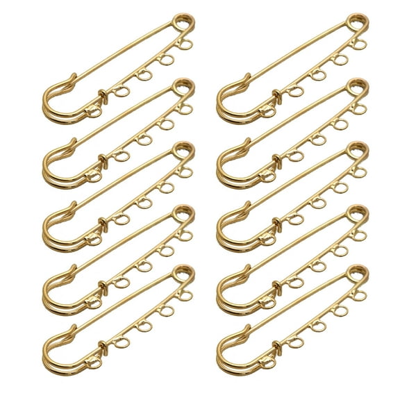 TIERPOP 10PCS Heavy Duty Safety Pins Brooch Pins with 5 Holes for Blankets Skirts Kilts Knitted Fabric Craft Safety Brooch Pins