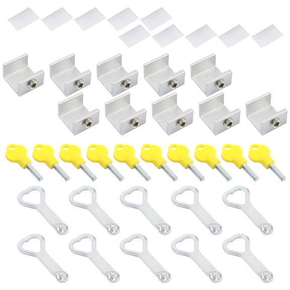 TIERPOP 10Pcs Sliding Window Lock with Key Window Stoppers Window Security Lock for Horizontal Sliding Window Easy Installation