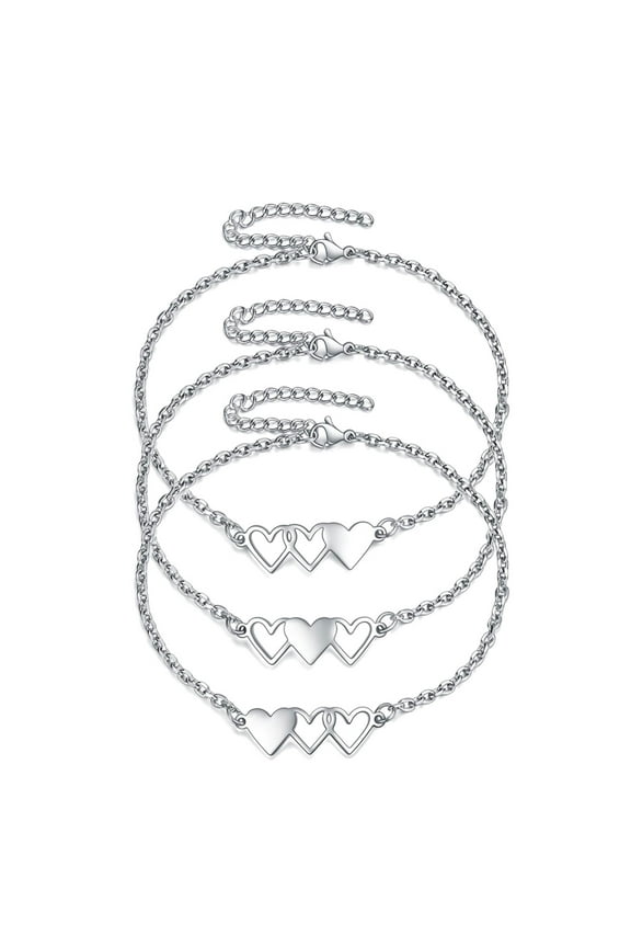 3 Sisters Bracelets Set Three Heart Bracelets Friendship Wrist Decoration Gift