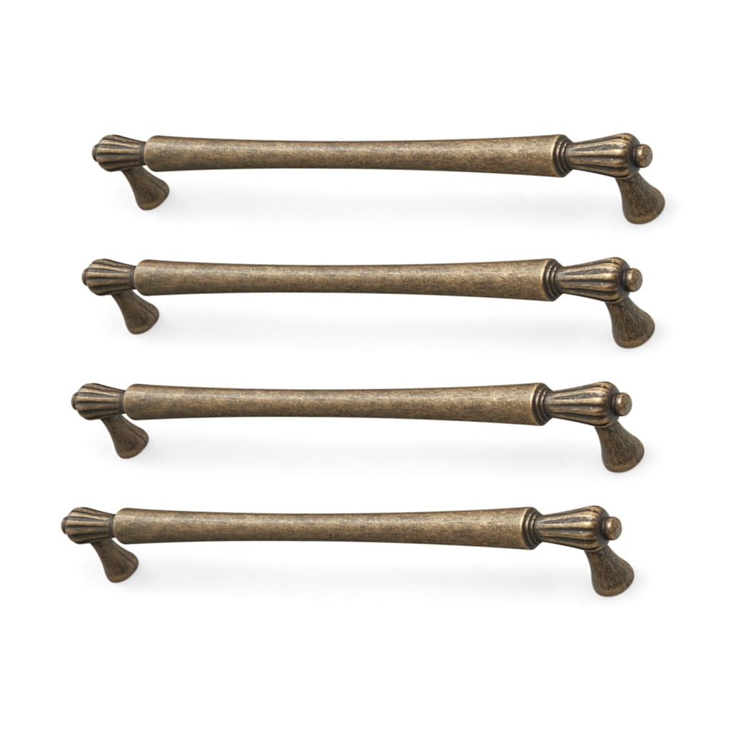TIERPOP 4pcs Antique Brass Drawer Pulls French Styles Kitchen Cabinet Handle for House