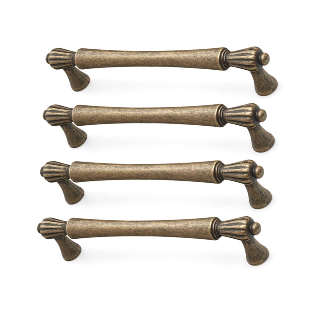 TIERPOP 4pcs Antique Designs Kitchen Cabinet Pull French styles Handles Antique Drawer Pulls Easy to Use for Cupboard & Bathro