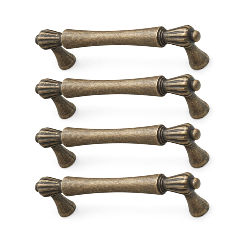 TIERPOP 4pcs Antique Designs Kitchen Cabinet Pull French styles Handles Antique Drawer Pulls Easy to Use for Cupboard & Bathro