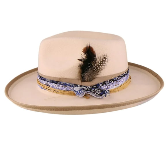 TIERPOP Breathable Wood Fedoras Hat With Rolled Brims Featherd Jazzy Hat For Men And Women Unique Cosplay Party Head Accessories