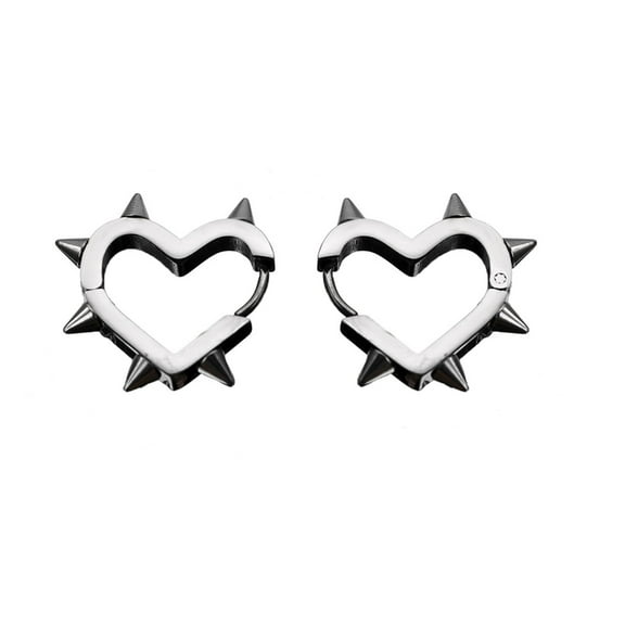 TIERPOP Dainty Huggie Hoop Earring Cute Tiny Heart Shape Thorn Stud Earring Spike-Stud