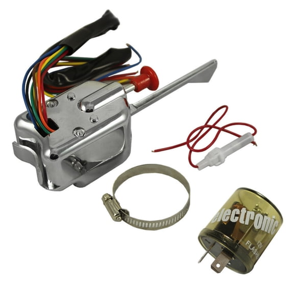 TIERPOP Durable Car Turn Signal Switch Chrome 12V Street Hot Rod with Flasher Universal