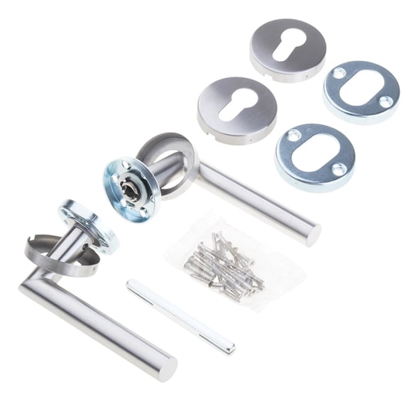 TIERPOP Elegant Door Levers Handle Set with Round Rose & Escutcheons Left & Right Handed door Steel Handle for Interior door