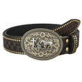 TIERPOP Elegant Western Belt for Male Engraved Bull Buckle Pants Belt