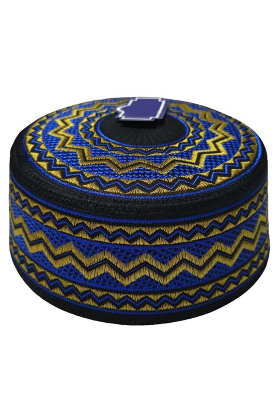 TIERPOP Embroidered Hijab Prayer Hat Indian Turban Caps for Adult Breathable Cotton Kufi Round Hat Arabia Hat Islams Worships Ha