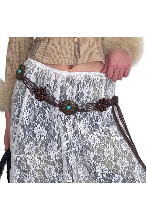 Fashion Beaded Rope Belt Crochet Travel Waiststrap Waist Chain Belt Waist Decors