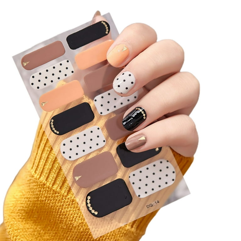 TIERPOP Full Nail Wraps Nail Polish Stickers Semi Cured Gel Nail Polish Strips Glitter