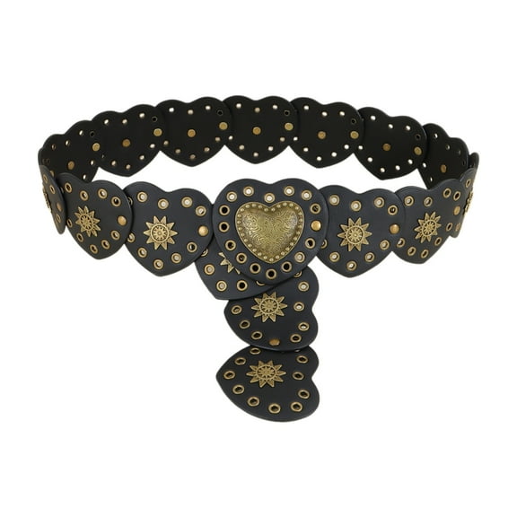 TIERPOP Girl Metal Heart Buckle Waist Belt Western PU Belt for Dress Jeans Adjustable