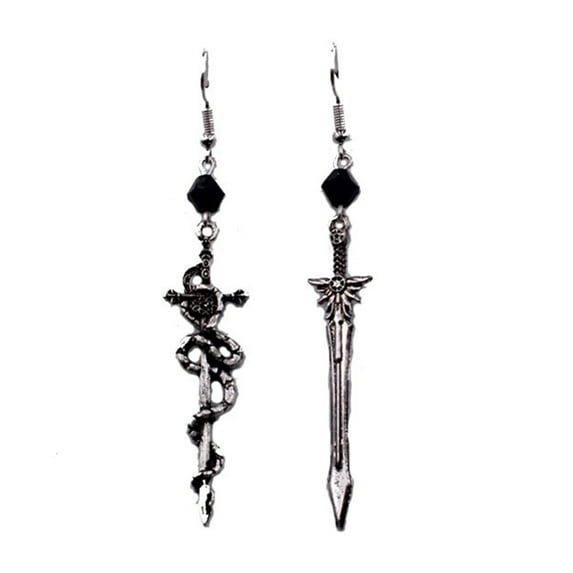 TIERPOP Gothic Sword Earrings Goth Earrings Gift for Women Asymmetrical Sword Dangle Earrings Christmas Halloween Party Ornament